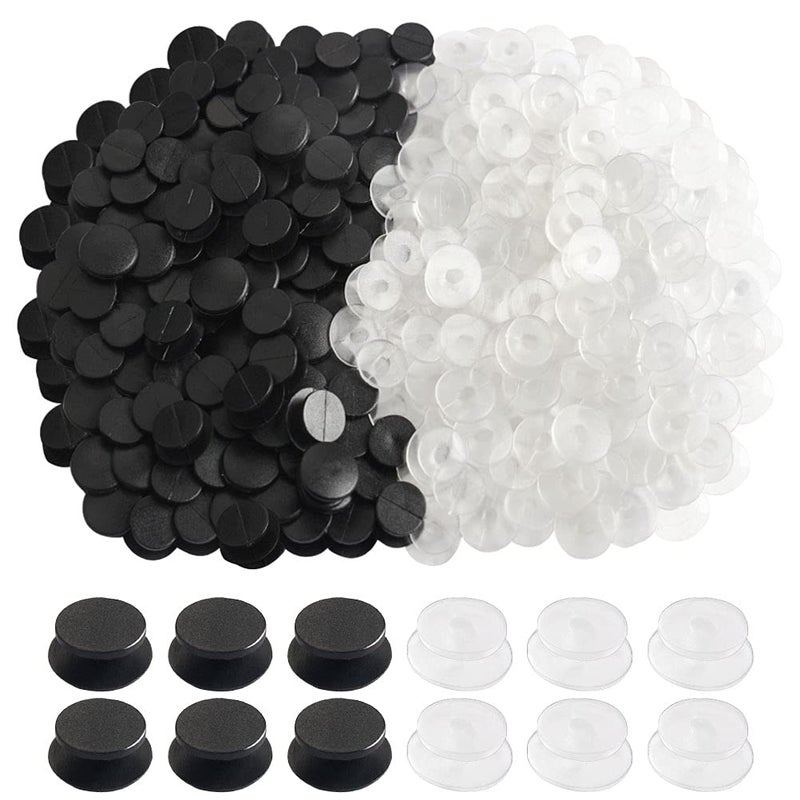 Pengxiaomei 200 PCS Buckle Plastic Button  2 Colors Shoe Charm Buttons Round Buttons DIY Shoes Charm Accessories for Kids  Wristband Charm Backs(Black  Transparent) - Image 1